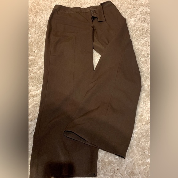 Leather Ruffle Hem Trouser - Chocolate